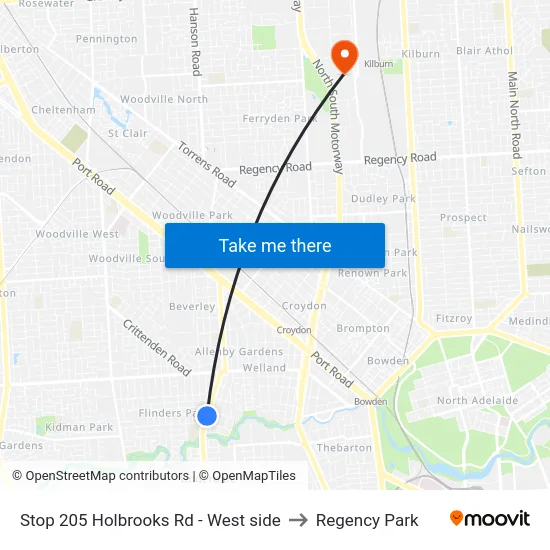 Stop 205 Holbrooks Rd - West side to Regency Park map