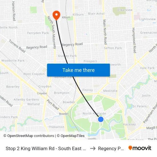 Stop 2 King William Rd - South East side to Regency Park map