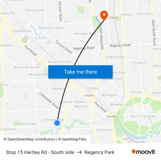 Stop 15 Hartley Rd - South side to Regency Park map