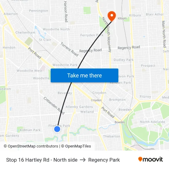 Stop 16 Hartley Rd - North side to Regency Park map