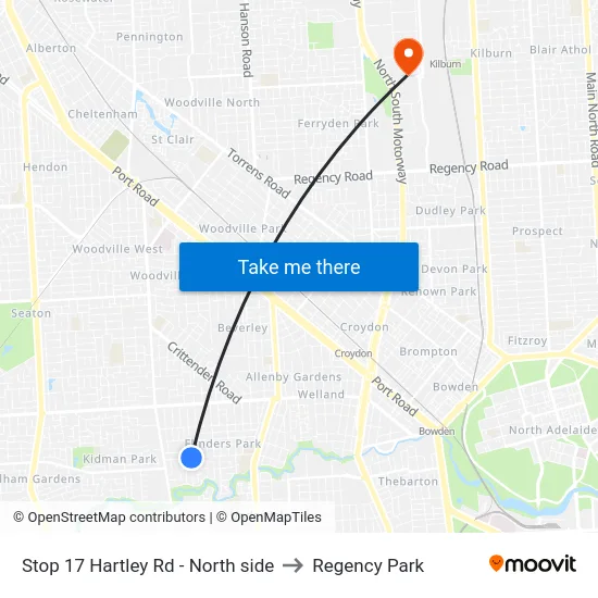 Stop 17 Hartley Rd - North side to Regency Park map