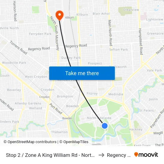 Stop 2 / Zone A King William Rd - North West side to Regency Park map