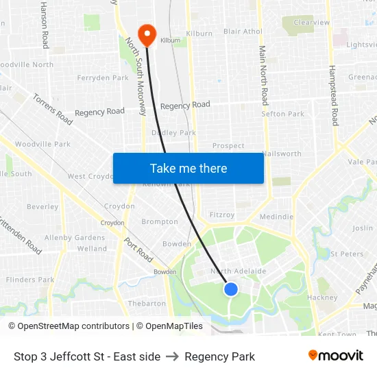 Stop 3 Jeffcott St - East side to Regency Park map