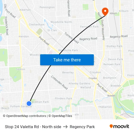 Stop 24 Valetta Rd - North side to Regency Park map
