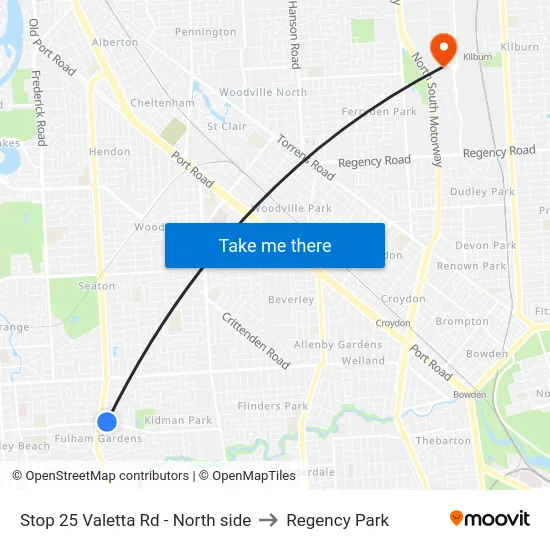 Stop 25 Valetta Rd - North side to Regency Park map