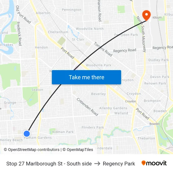Stop 27 Marlborough St - South side to Regency Park map