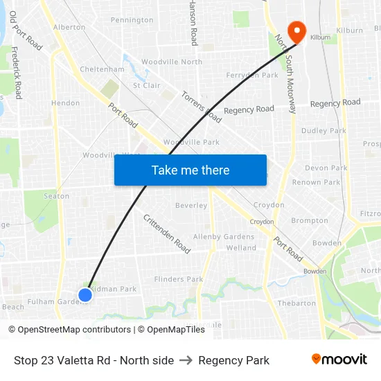 Stop 23 Valetta Rd - North side to Regency Park map