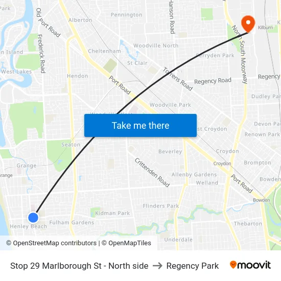 Stop 29 Marlborough St - North side to Regency Park map