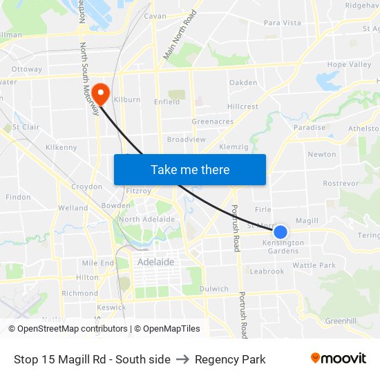 Stop 15 Magill Rd - South side to Regency Park map