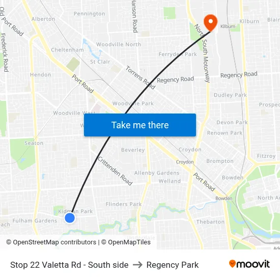 Stop 22 Valetta Rd - South side to Regency Park map