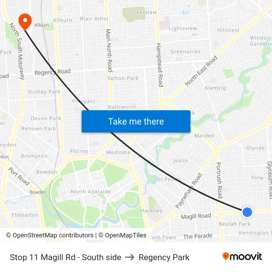 Stop 11 Magill Rd - South side to Regency Park map