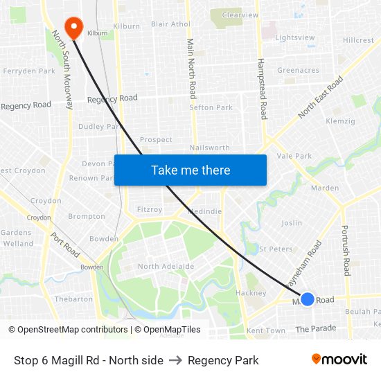 Stop 6 Magill Rd - North side to Regency Park map