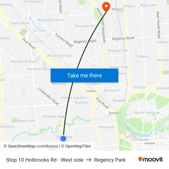 Stop 10 Holbrooks Rd - West side to Regency Park map