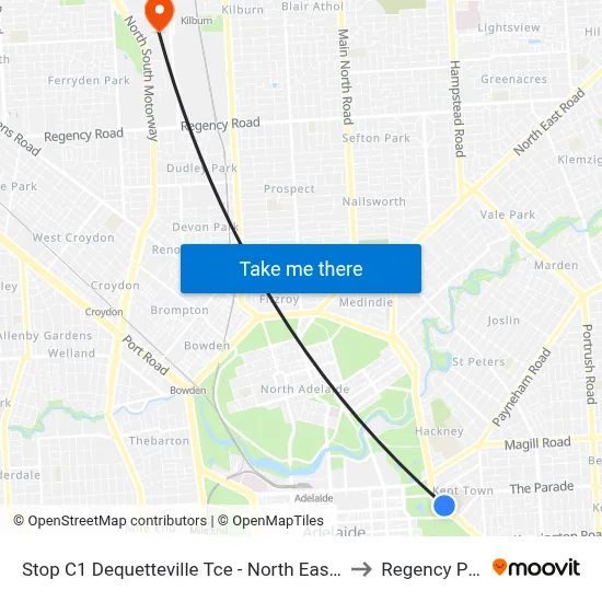 Stop C1 Dequetteville Tce - North East side to Regency Park map