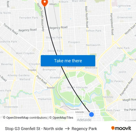 Stop G3 Grenfell St - North side to Regency Park map