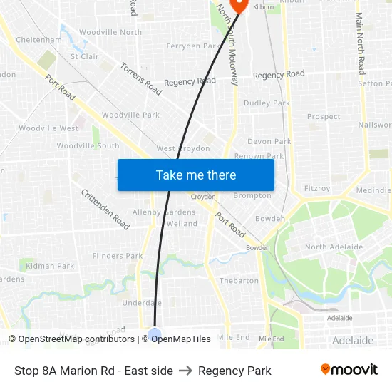 Stop 8A Marion Rd - East side to Regency Park map