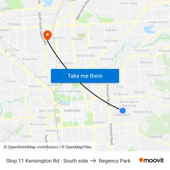 Stop 11 Kensington Rd - South side to Regency Park map