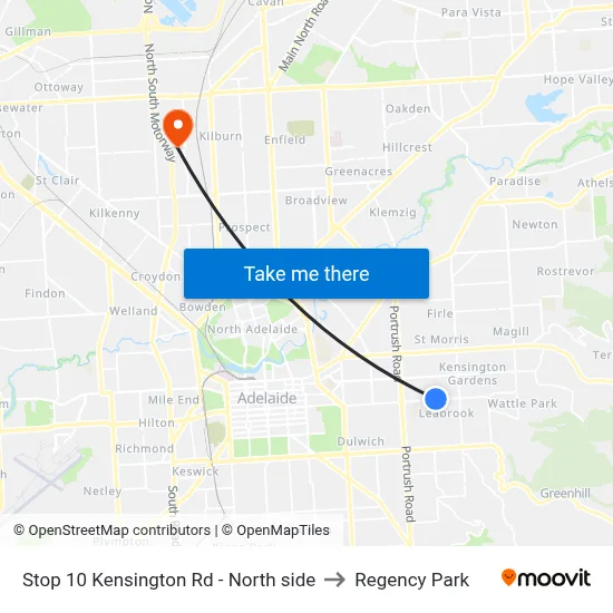 Stop 10 Kensington Rd - North side to Regency Park map
