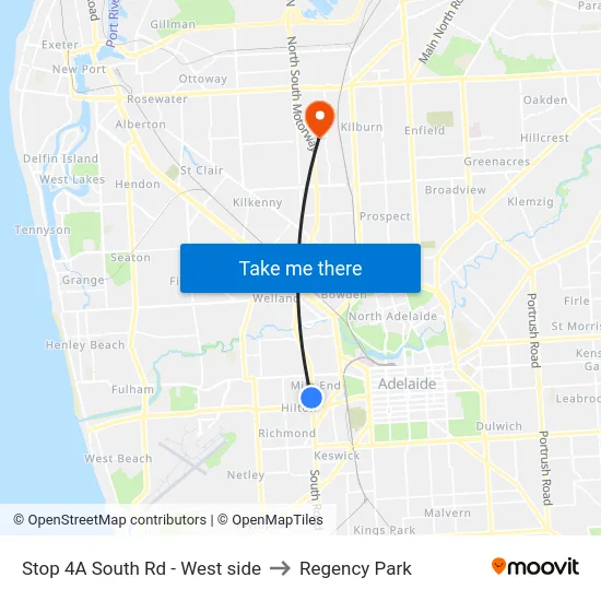 Stop 4A South Rd - West side to Regency Park map