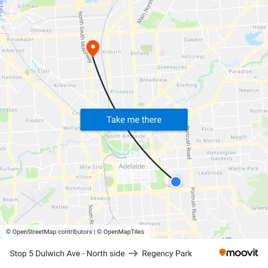 Stop 5 Dulwich Ave - North side to Regency Park map