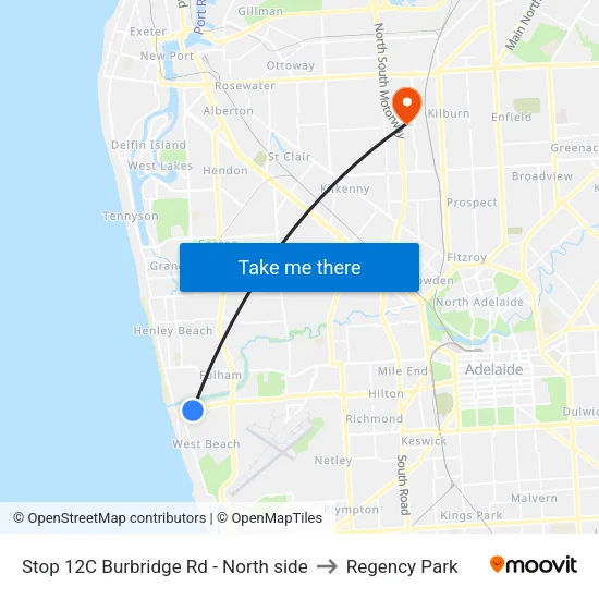 Stop 12C Burbridge Rd - North side to Regency Park map