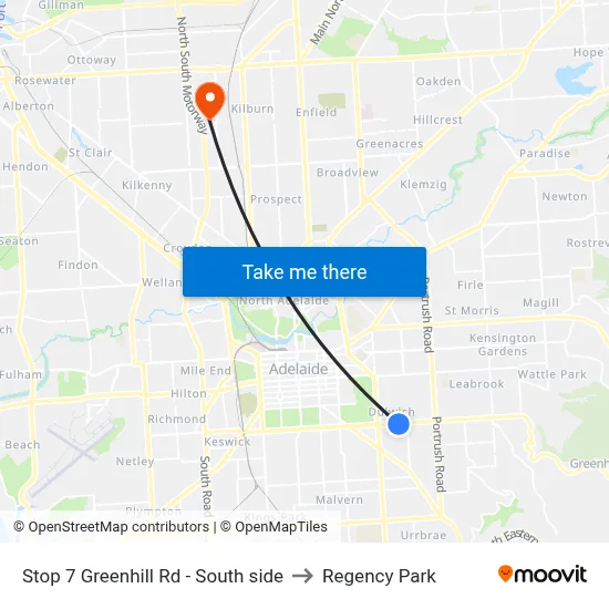 Stop 7 Greenhill Rd - South side to Regency Park map