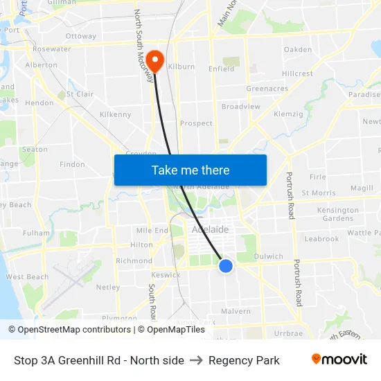 Stop 3A Greenhill Rd - North side to Regency Park map