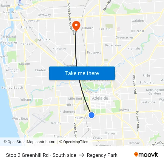 Stop 2 Greenhill Rd - South side to Regency Park map