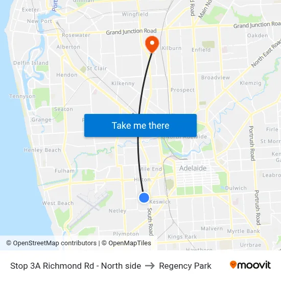 Stop 3A Richmond Rd - North side to Regency Park map