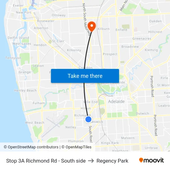 Stop 3A Richmond Rd - South side to Regency Park map