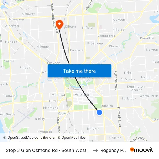 Stop 3 Glen Osmond Rd - South West side to Regency Park map