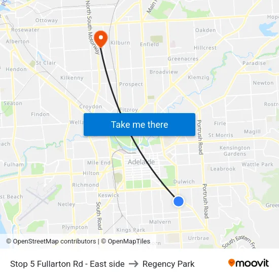Stop 5 Fullarton Rd - East side to Regency Park map