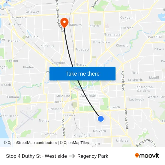 Stop 4 Duthy St - West side to Regency Park map