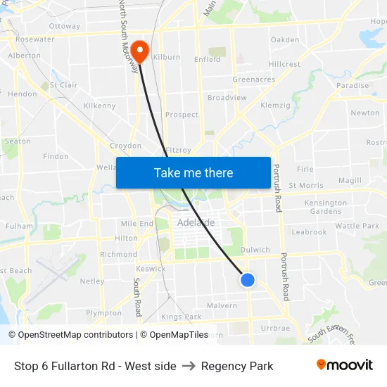 Stop 6 Fullarton Rd - West side to Regency Park map