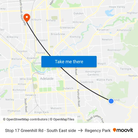 Stop 17 Greenhill Rd - South East side to Regency Park map
