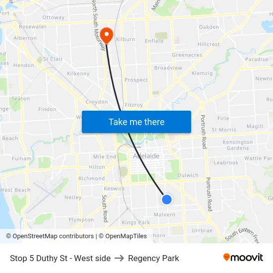 Stop 5 Duthy St - West side to Regency Park map