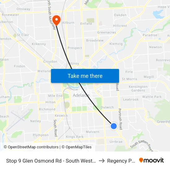 Stop 9 Glen Osmond Rd - South West side to Regency Park map