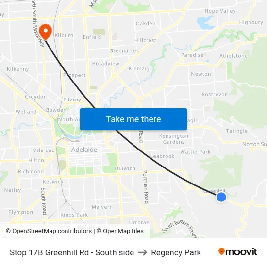 Stop 17B Greenhill Rd - South side to Regency Park map