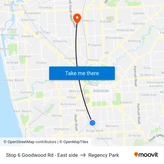 Stop 6 Goodwood Rd - East side to Regency Park map