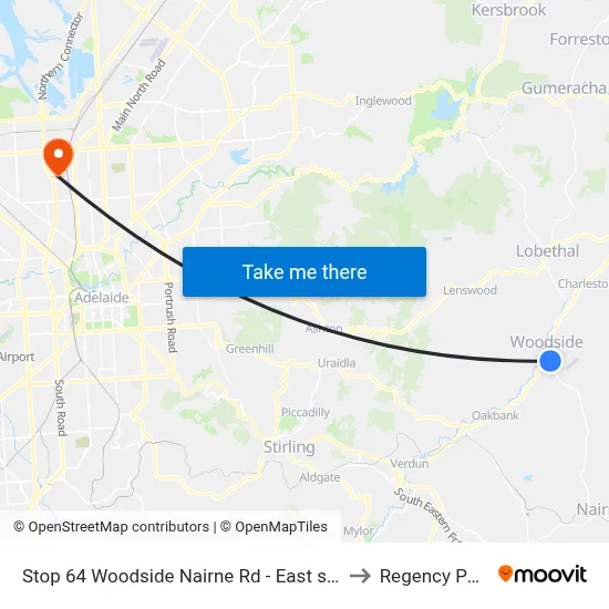 Stop 64 Woodside Nairne Rd - East side to Regency Park map