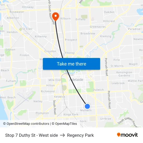 Stop 7 Duthy St - West side to Regency Park map