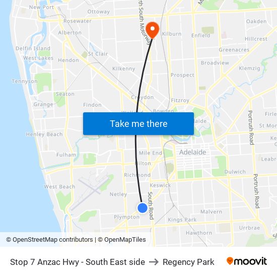 Stop 7 Anzac Hwy - South East side to Regency Park map