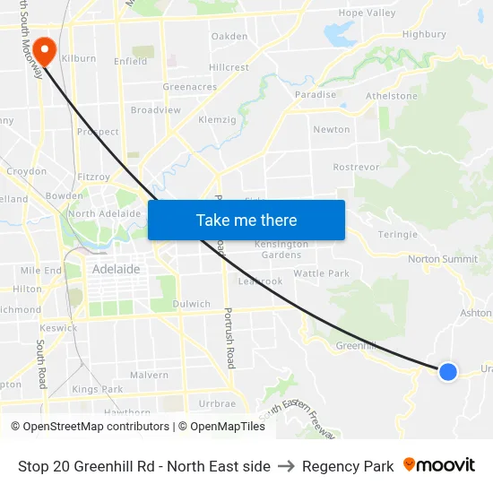 Stop 20 Greenhill Rd - North East side to Regency Park map