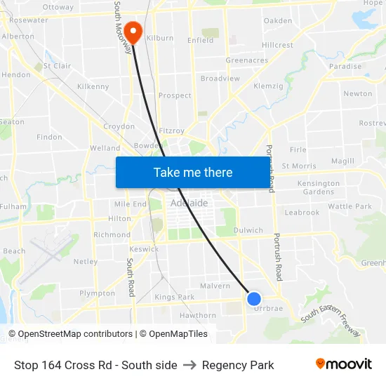 Stop 164 Cross Rd - South side to Regency Park map