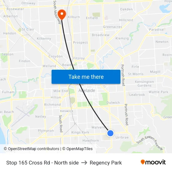 Stop 165 Cross Rd - North side to Regency Park map