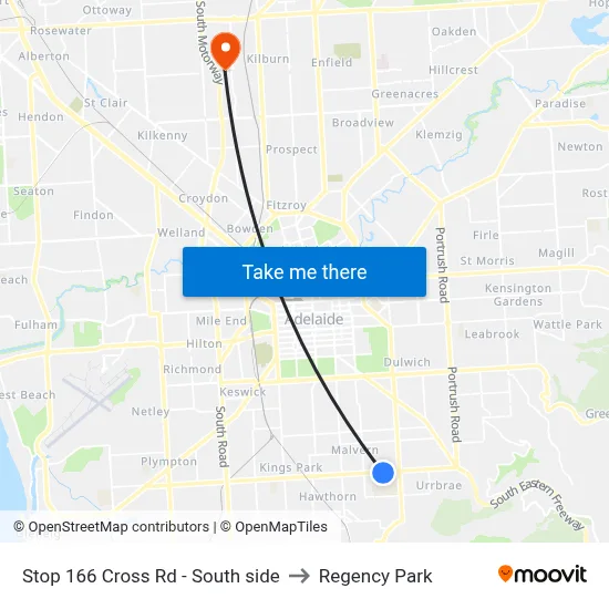 Stop 166 Cross Rd - South side to Regency Park map