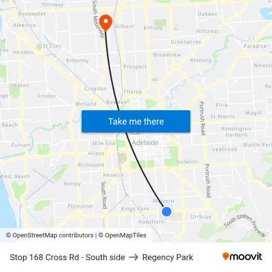 Stop 168 Cross Rd - South side to Regency Park map