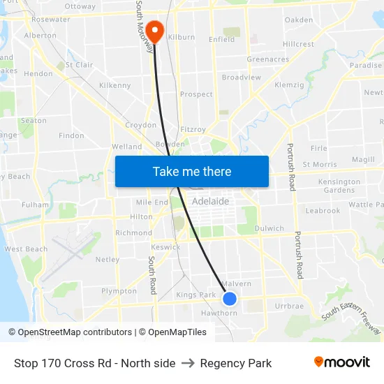 Stop 170 Cross Rd - North side to Regency Park map