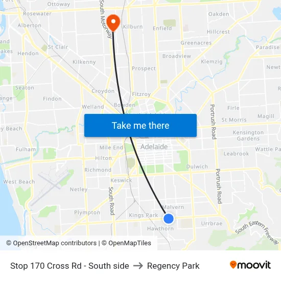 Stop 170 Cross Rd - South side to Regency Park map