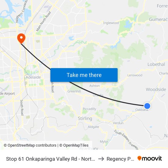 Stop 61 Onkaparinga Valley Rd - North side to Regency Park map